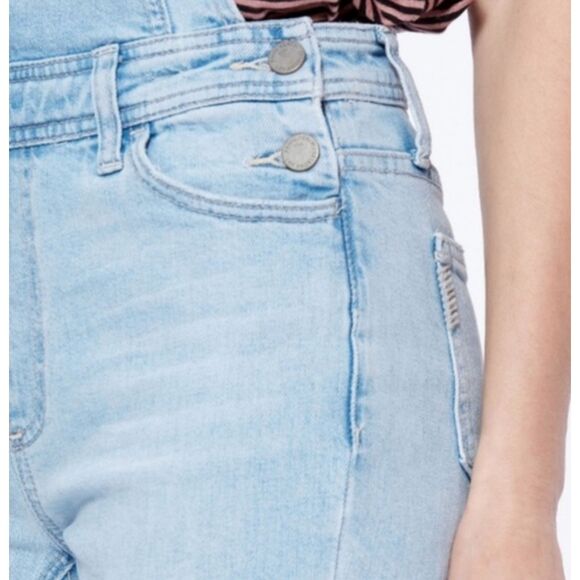 ~ PAIGE XS 26 Overalls Boho Light Blue Wash High Rise Sierra Denim Raw Hem 2 4 - Picture 16 of 16